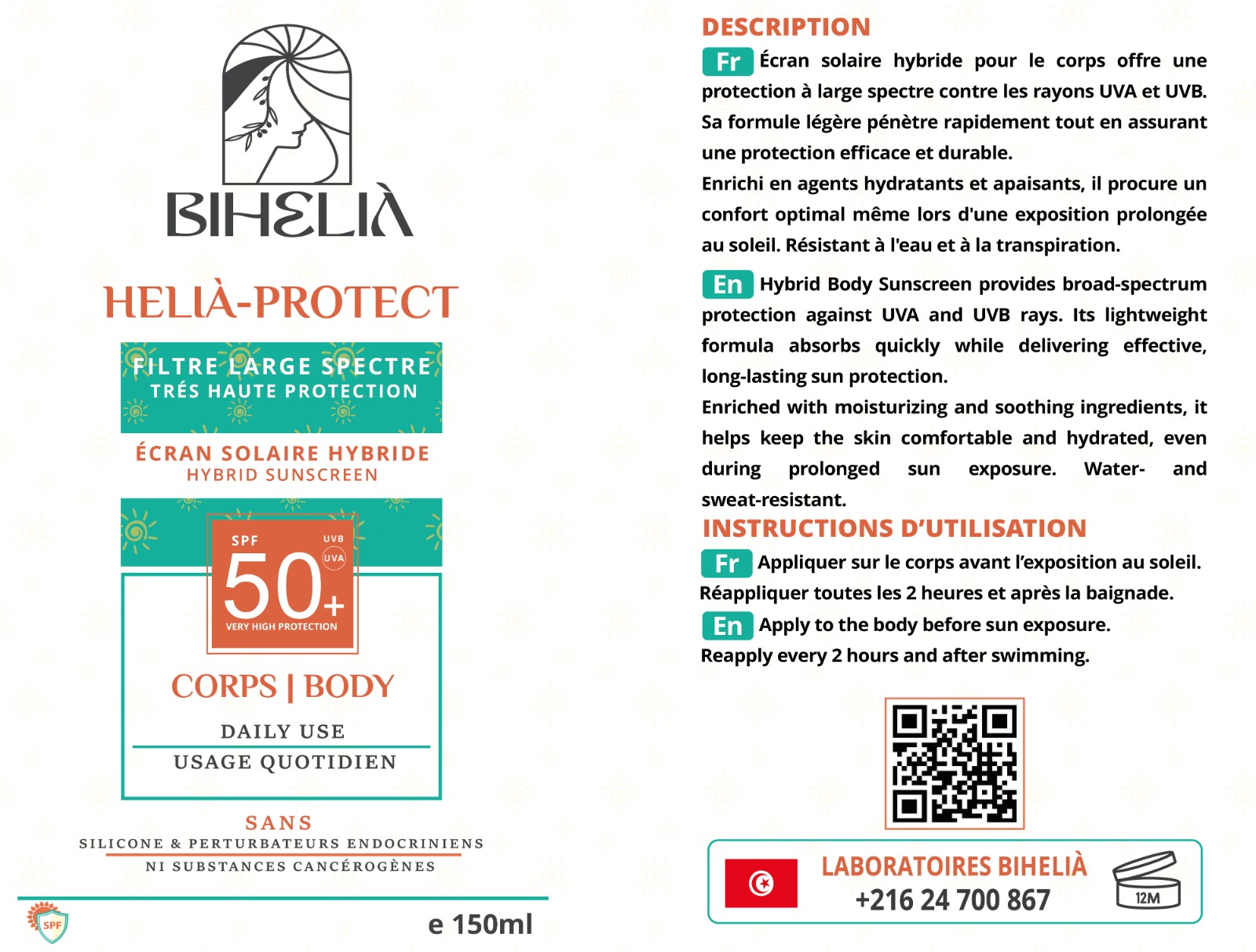 HELIÀ-PROTECT – Écran Solaire Hybride Corps SPF50+